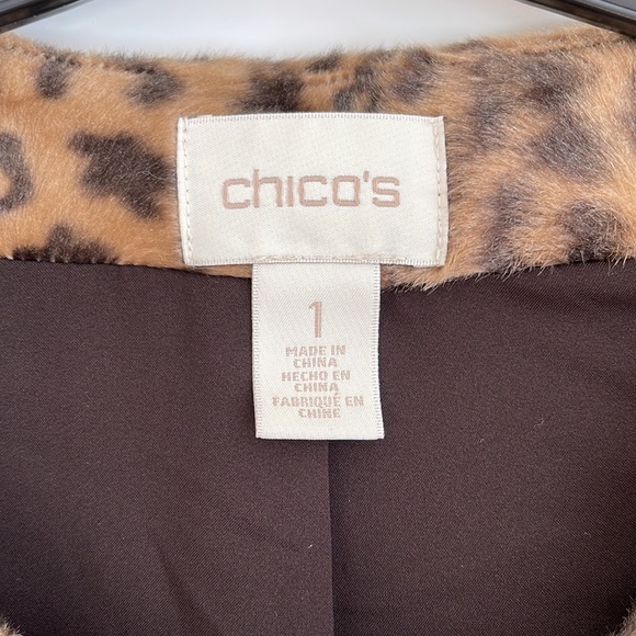 Chicos faux leopard jacket size 1 - Picture 3 of 7